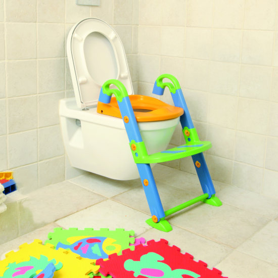 KidsKit WC fellépő lépcső, bili és szűkítő, 3 az 1-ben, kék-narancs-zöld