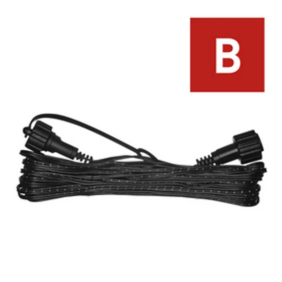 Hosszabbító kábel sorolható Standard fényfüzérekhez, fekete, 10 m, kültéri és beltéri