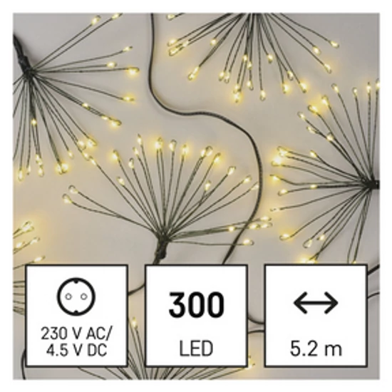 LED fényfüzér – fürtök, nano, 5,2 m, beltéri, meleg fehér, időzítő