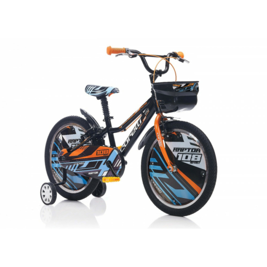Corelli Raptor 20 gyerek könnyűvázas kerékpár Fekete-Kék-Narancs